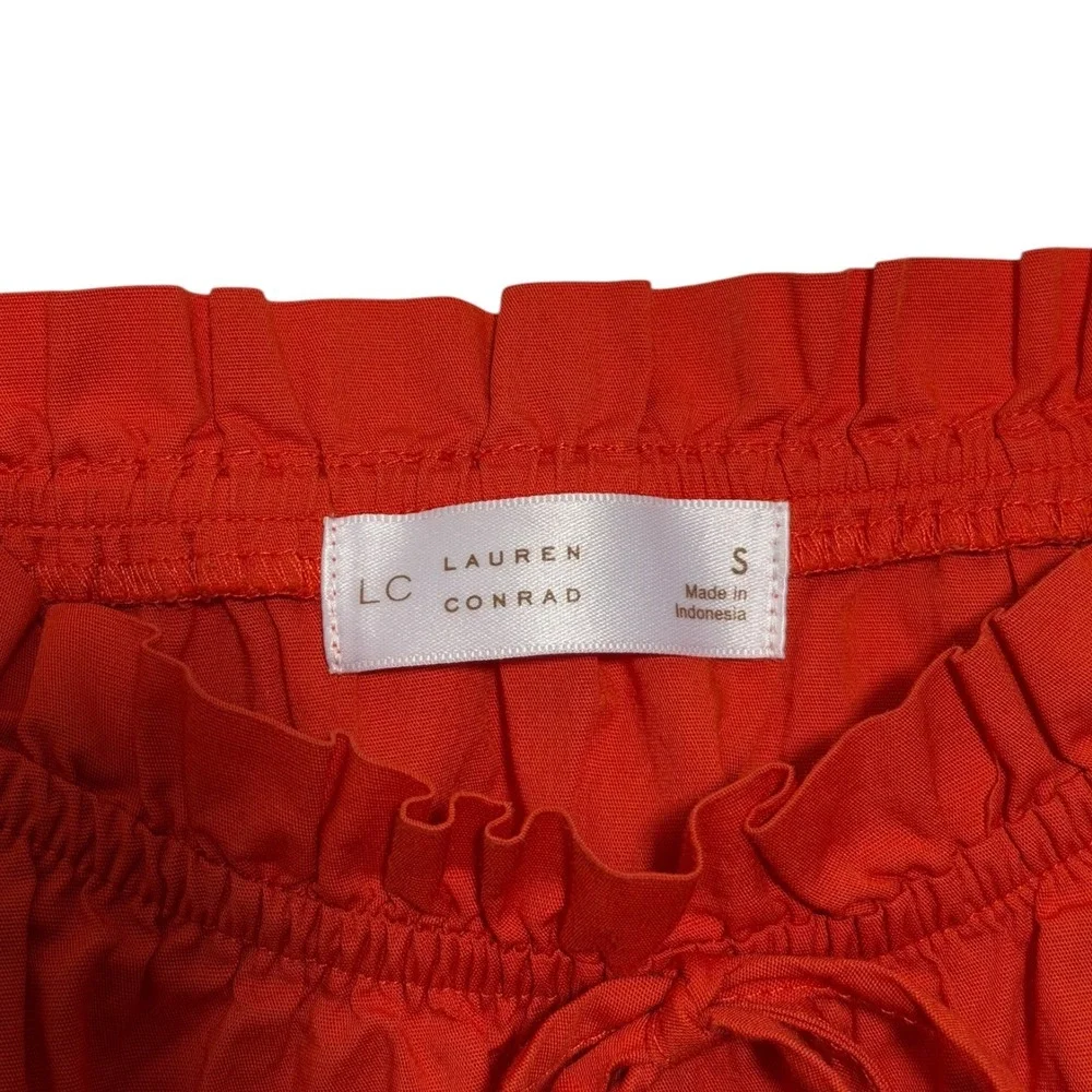 LC Lauren Conrad Shirred Tank Midi Dress Red Smocked Waist Ruffle Women's Size S - Picture 7 of 8